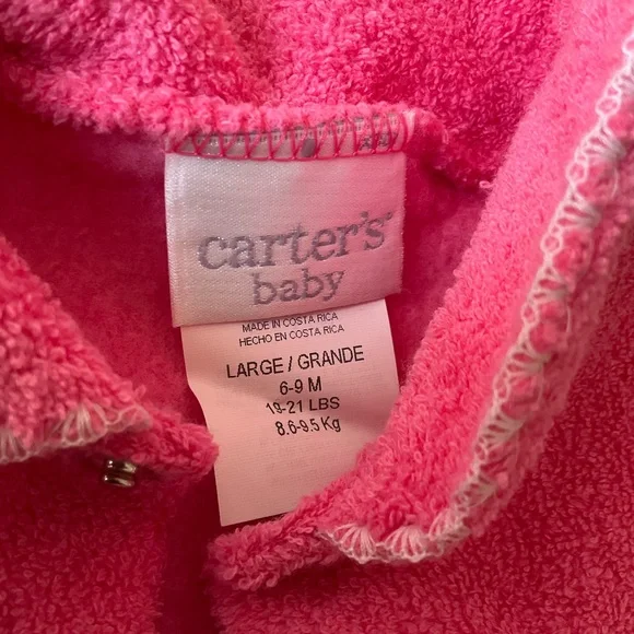 Carter's NWT Pink Plush Footed One-Piece with Bunny Applique - Picture 6 of 7